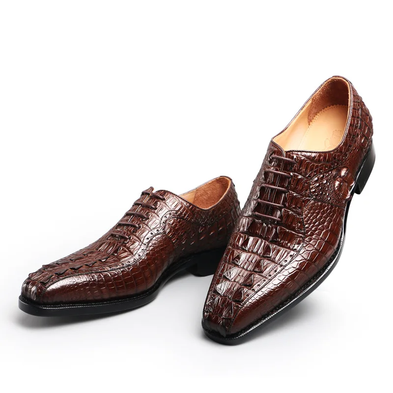 Men\'s high-end crocodile true leather shoes men\'s leather casual shoes men business suits shoe leather sole Goodyear craft