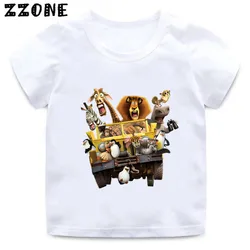 Camiseta con estampado de animales de Madagascar para niños, camisetas divertidas con estampado de animales de Madagascar, León, cebra y jirafa, ropa de verano para niñas, HKP5427