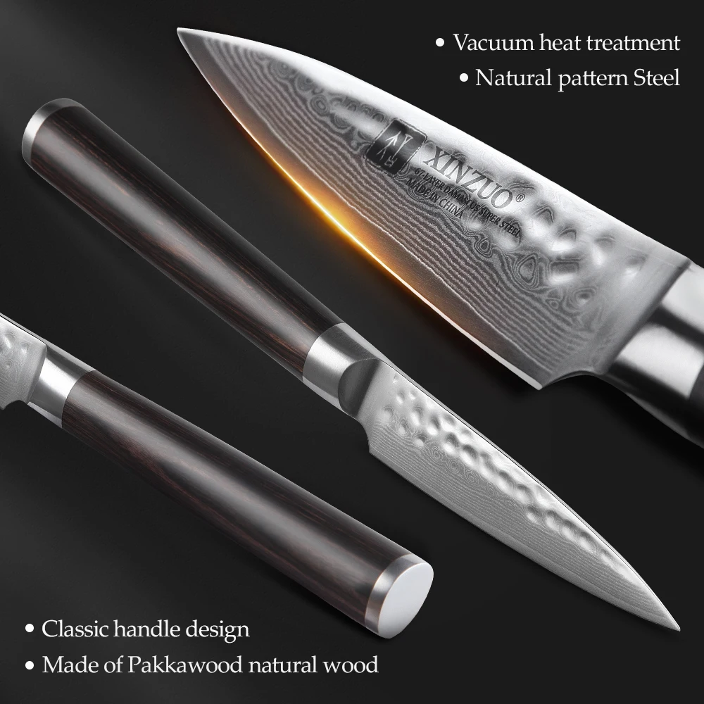 XINZUO 3.5 Inches Paring Knife 67 Layers Damascus Steel Kitchen Knife Knife Stainless Steel Fruit Peeling Knivese Table Cutter