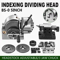 BS-0 Precision Dividing Head, Horizontal Dividing Head with 3-Jaw Chuck MT2 Tailstock For Milling Machine Mill Gear Cutting