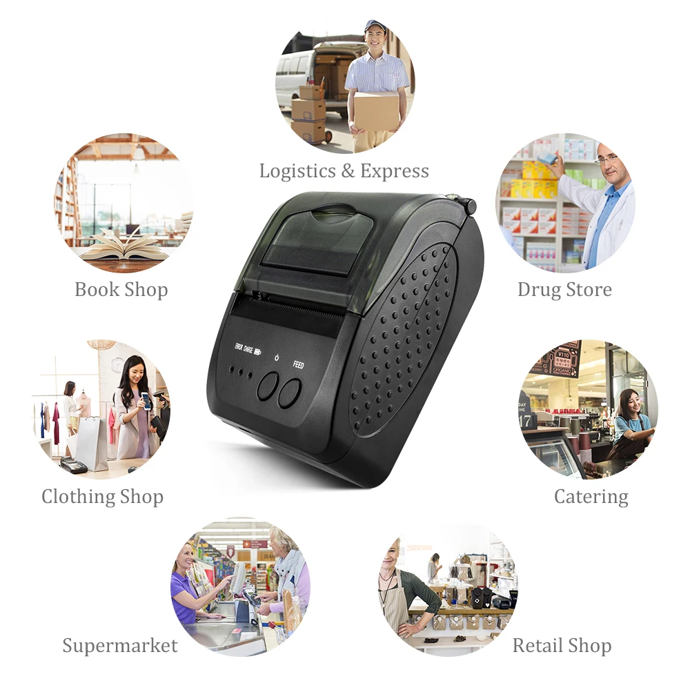 NETUM Bluetooth Thermal Receipt Printer 58mm for Android IOS Windows AND 5890K USB Port Receipt Printer POS Portable NT-1809DD