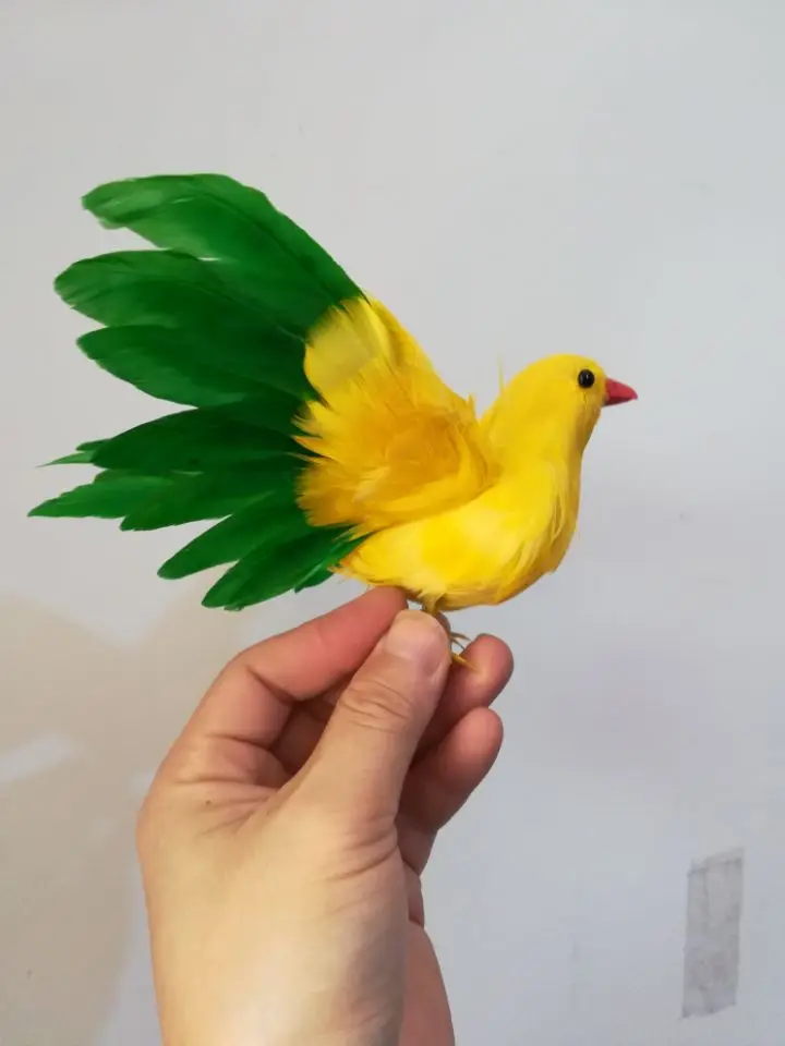 about 15x20cm yellow feathers bird spreading wings bird model handicraft,home garden decoration gift a2029