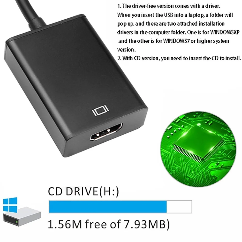 1080P 60 Гц HD портативный USB 3,0 в HDMI-совместимый Аудио Видео адаптер преобразователь кабель высокая скорость 5 Гбит/с для Windows 7/8/10 ПК