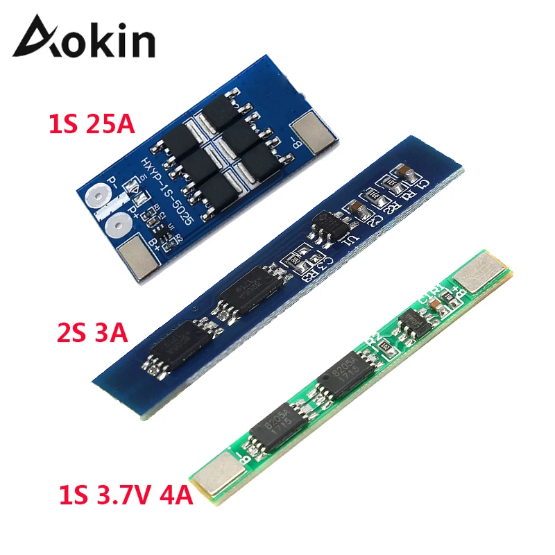 1S 3.7V 4A Li-ion BMS PCM Protection Board PCB for 18650 Lithium Li-Lion Battery Double MOS 1S 3.2V 25A 2S 3A Battery Cell Pack