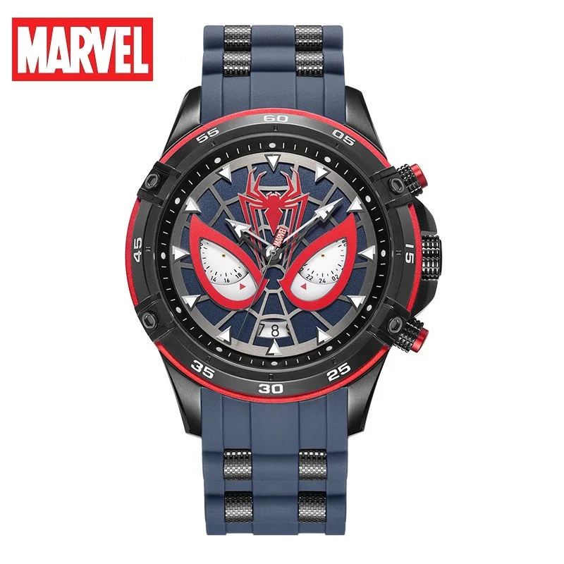 

Marvel Avengers Super Hero Spider men Original Male Calendar Silicone Quartz Watches Fashion Waterproof Stainless Steel Clock