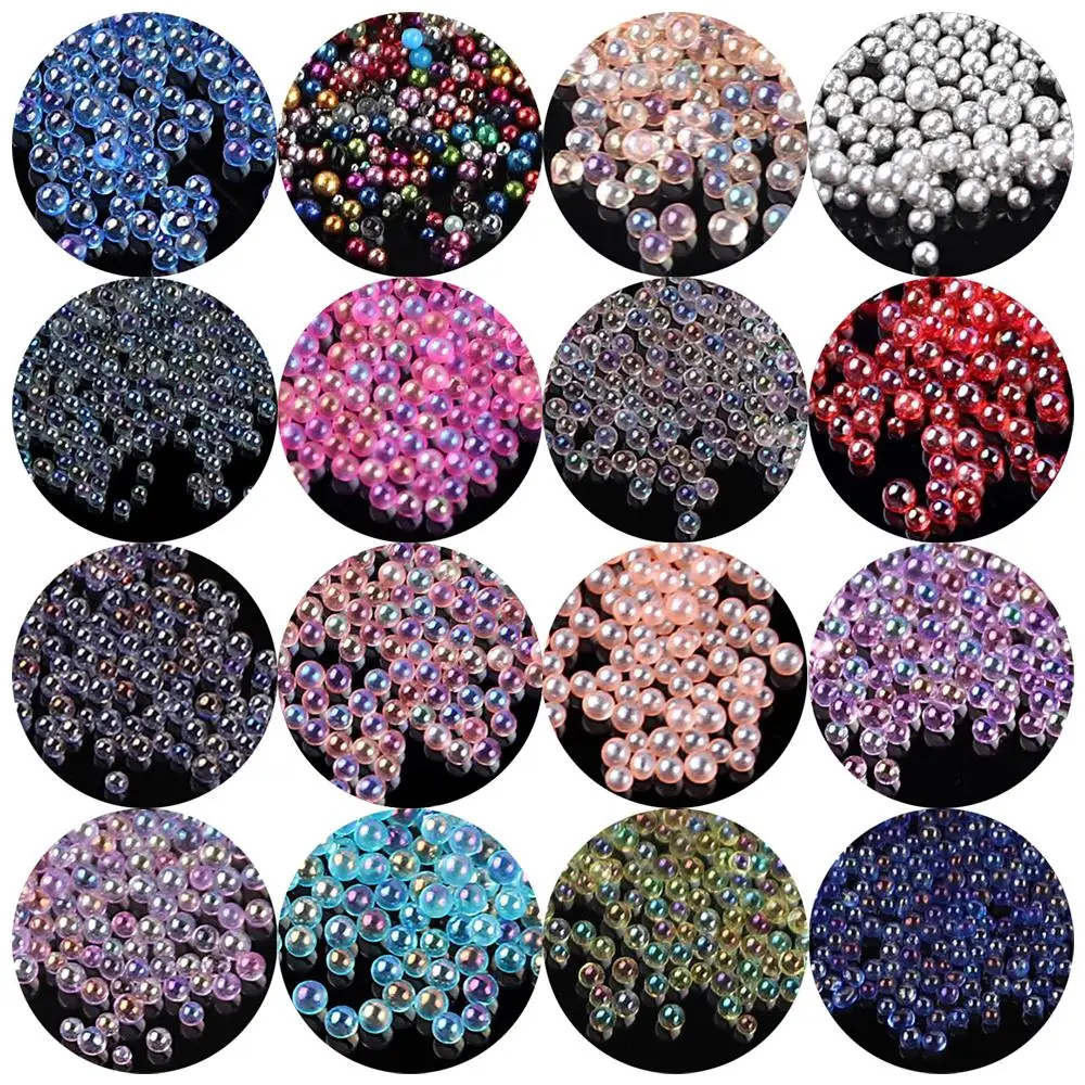 New 22 color glass without hole small round bead transparent color bubble bubble bead bead cell phone DIY nail decoration