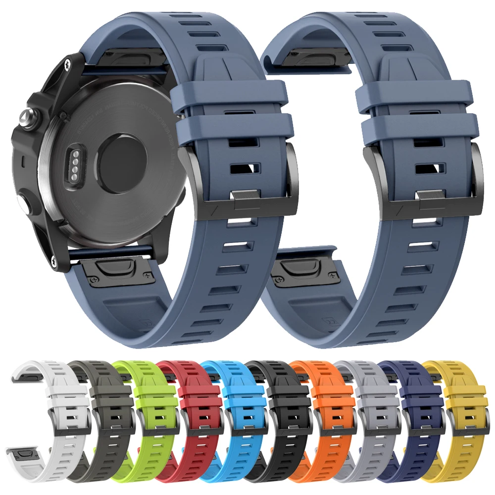 QuickFit 22mm 26mm Silicone Replacement Strap For Garmin Fenix 6 6X Pro/5 5X Plus/3 HR/Descent Mk2i Mk2/Enduro/945 Watch Band