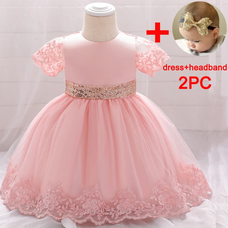 Toddler Sequins Bow Baby Girls Dress Newborn Baptism 1st Birthday Kids Princess Dresses for Girl Wedding Bridesmaid Evening Gown