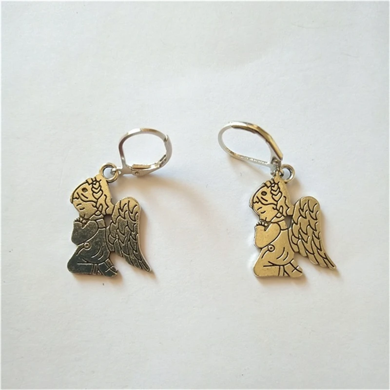 Praying Angel Leverback Earrings, Praying Angel Pendant,Angel Earrings,Memorial Gift, Ear Clip Earrings Puncture Earrings