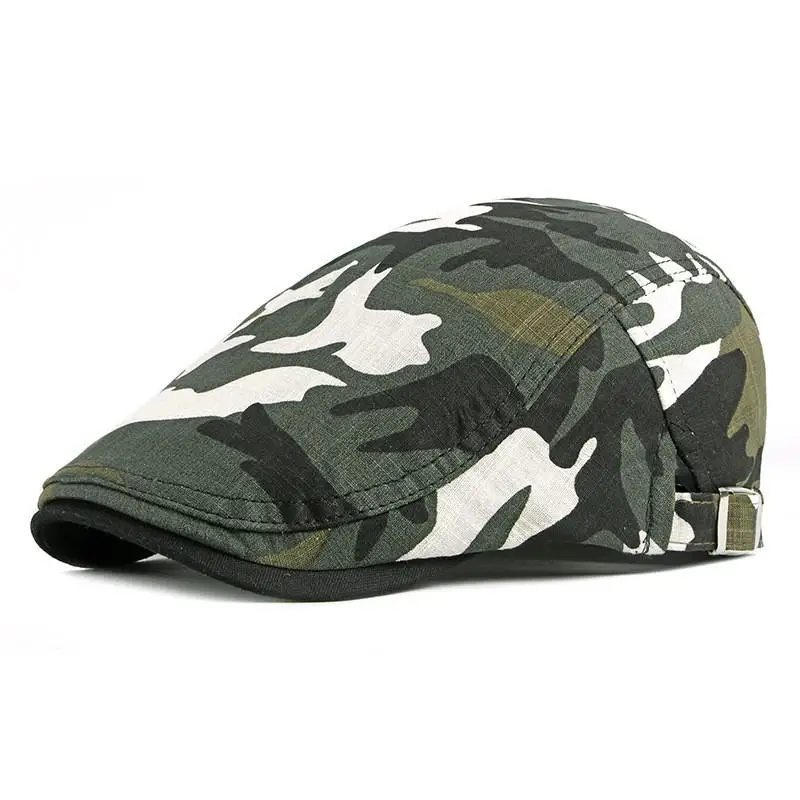 Ldslyjr 2021 Cotton Spring Summer Camouflage Print Newsboy Caps Flat Peaked Cap Men and Women Painter Beret Hats 39