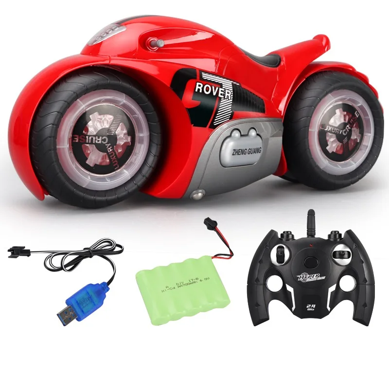 1:8 Big Size Remote Control Stunt Driving Motorcycle 90°Rotation Rear Wheel Colorful Light Anti-collision Electric RC Motorcycle