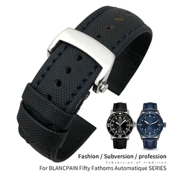 23mm High quality Nylon Fiber Leather Canvas Watch Strap Replacement for Blancpain Fifty Fathoms Black Strap Watch Bracelets