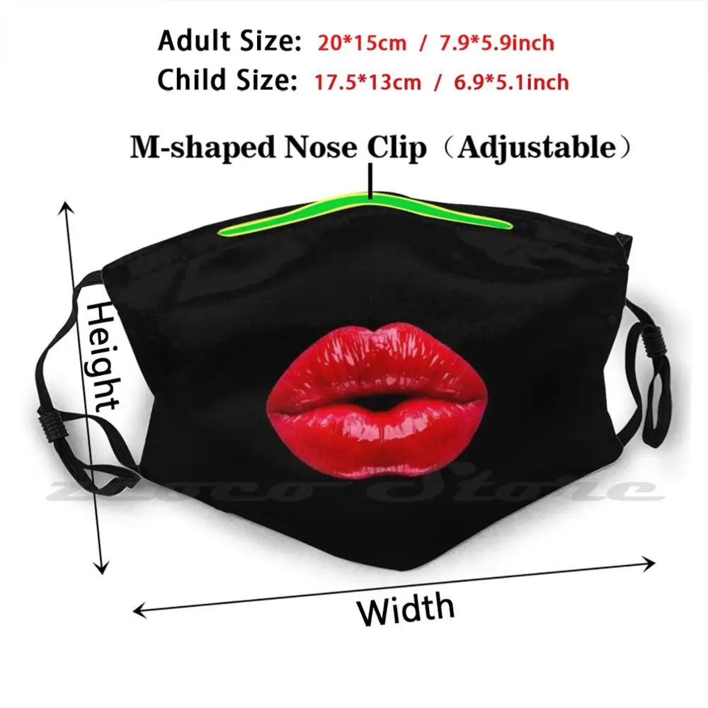 Hot Red Lips Facemask Mask adulto bambino lavabile Pm2.5 filtro Logo creatività Re Kiss dall'aspetto buono In una maschera divertente divertente