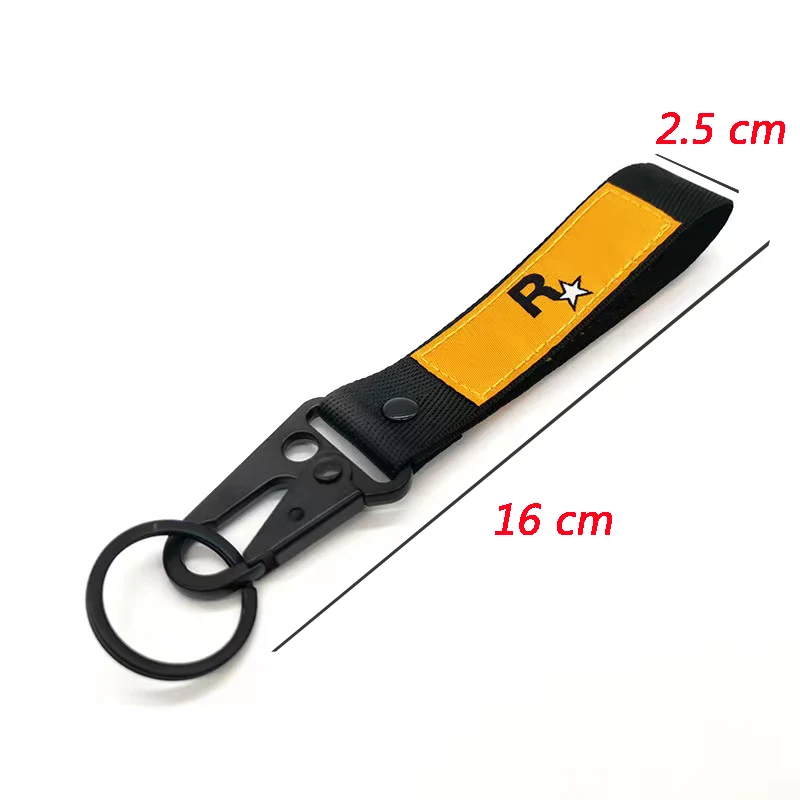 Auto Motorcycle Nylon Key Strap Embroidery Lanyard Keyring For Rockstar Game GTA 5 Fans Keychain Accessories