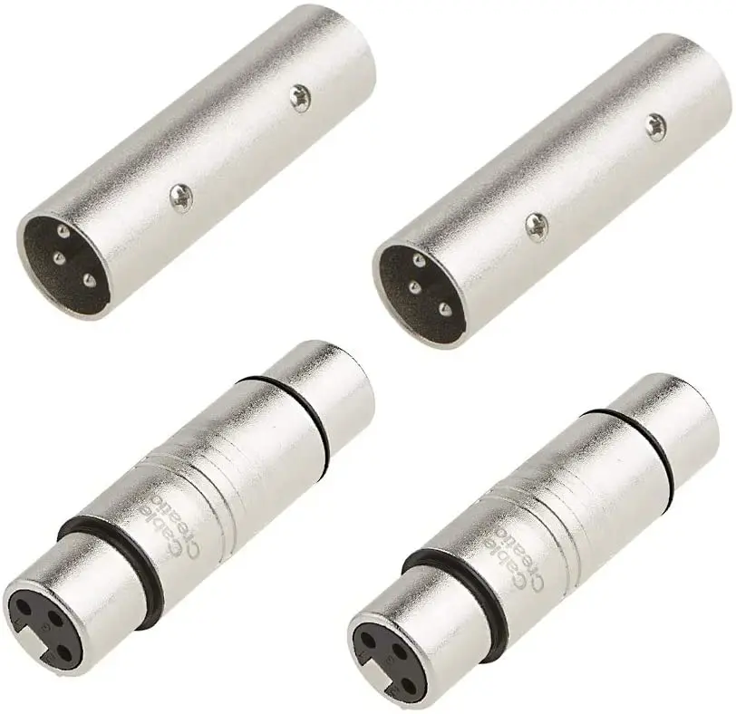 

[2-Pair] XLR Male to Male & XLR Female to Female 3PIN Adapter Connector Compatible Microphone,Mixer,Silver