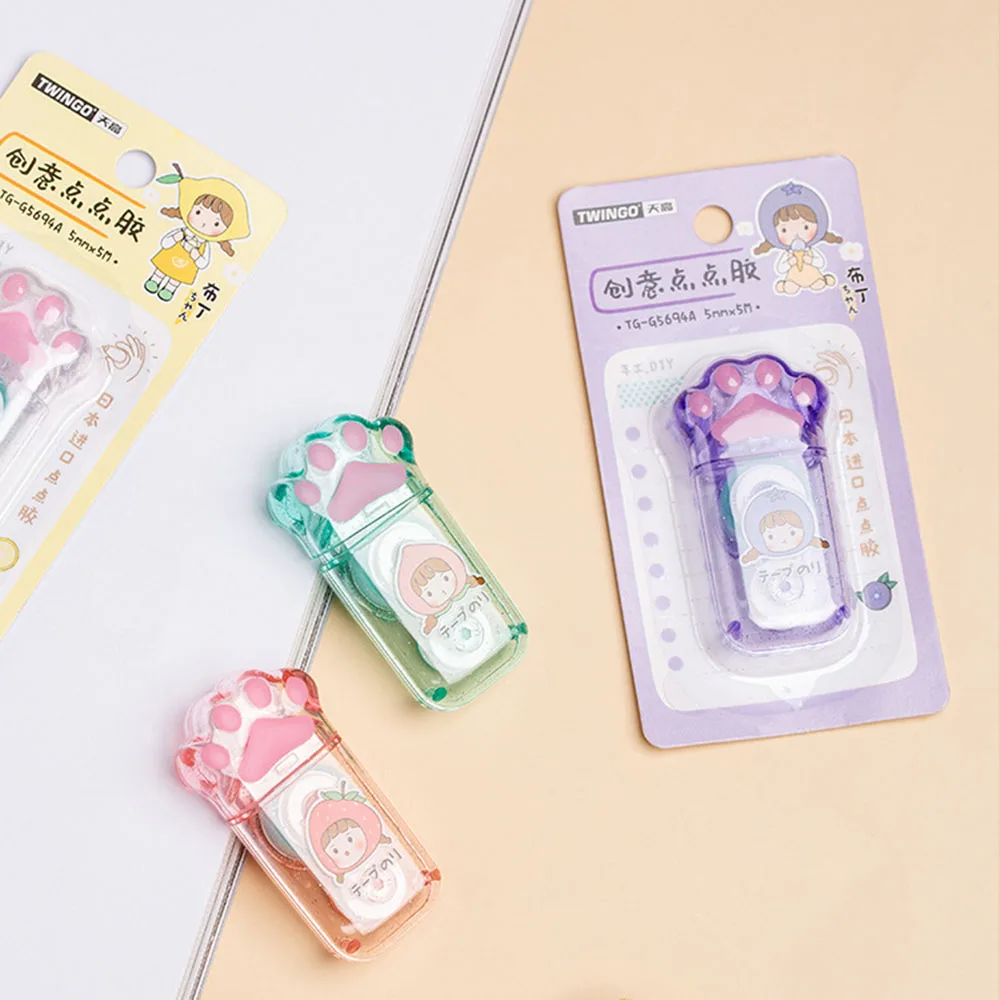 Double Sided Journal Tape for Scrapbook Cute Cat Paw Double Side Adhesive Glue Tape Office School Stationery  Supplies