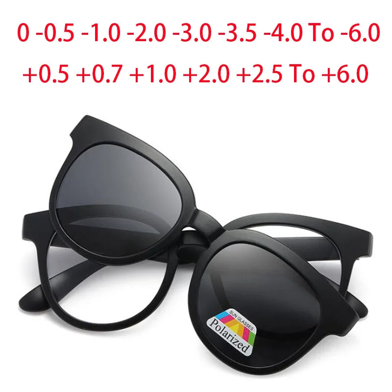 9010 Magnet Clip Round Frame Myopia Glasses 0 -0.5 -1.0 -2.0 To -6.0 , Hyperopia Sunglasses +0.5 +1.0 +2.0 To +6