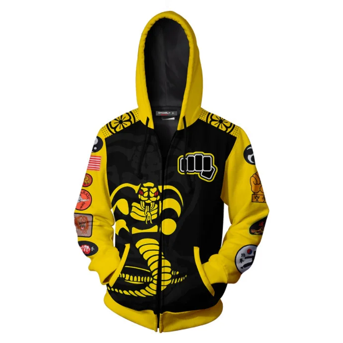 The Karate Kids 3D hoodies Pants set Zipper Sweatshrit Men women Cobra Kai Hooded Pullover Pants Cosplay Costume jacket hoody