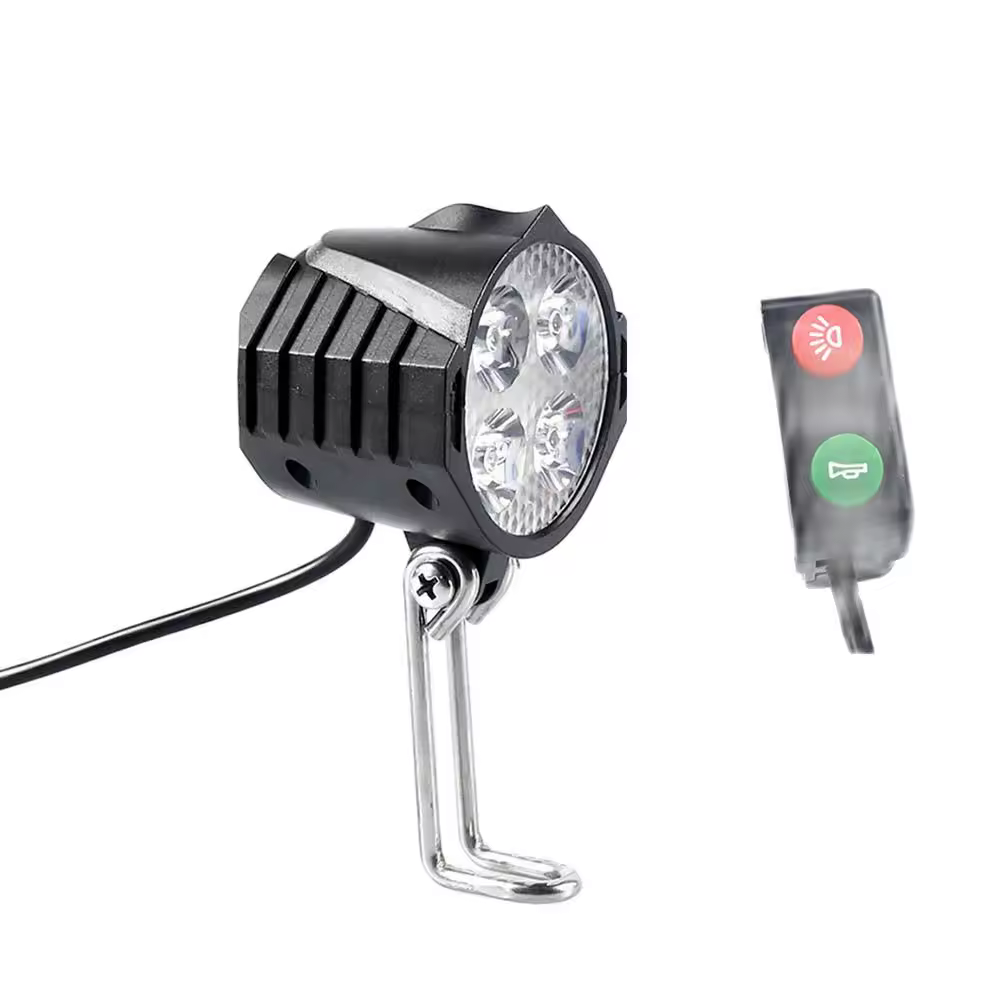 תאורת אופניים חשמלית / תאורת אופניים 12W 36V 48V עם מתג קרן פנס עמיד למים