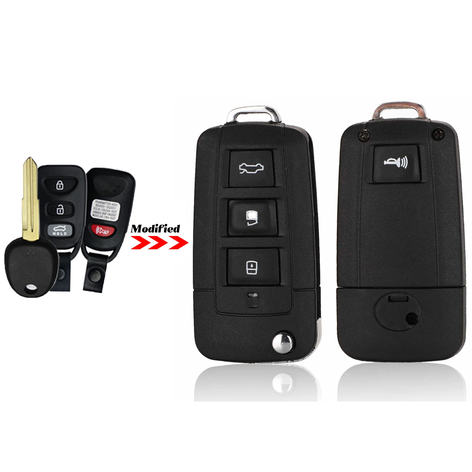 

jingyuqin 4Buttons For Hyundai Coupe Galloper Santa Fe For KIA Cerato Spectra Optima Fob Modified Flip Remote Car Key Shell Case