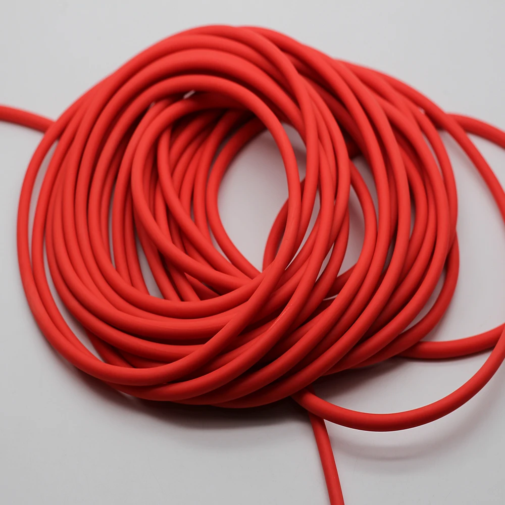 Smycz-fishing lanyard, 5-10meters diameter 5.5mm, red color, solid elastic rubber, retractable rope