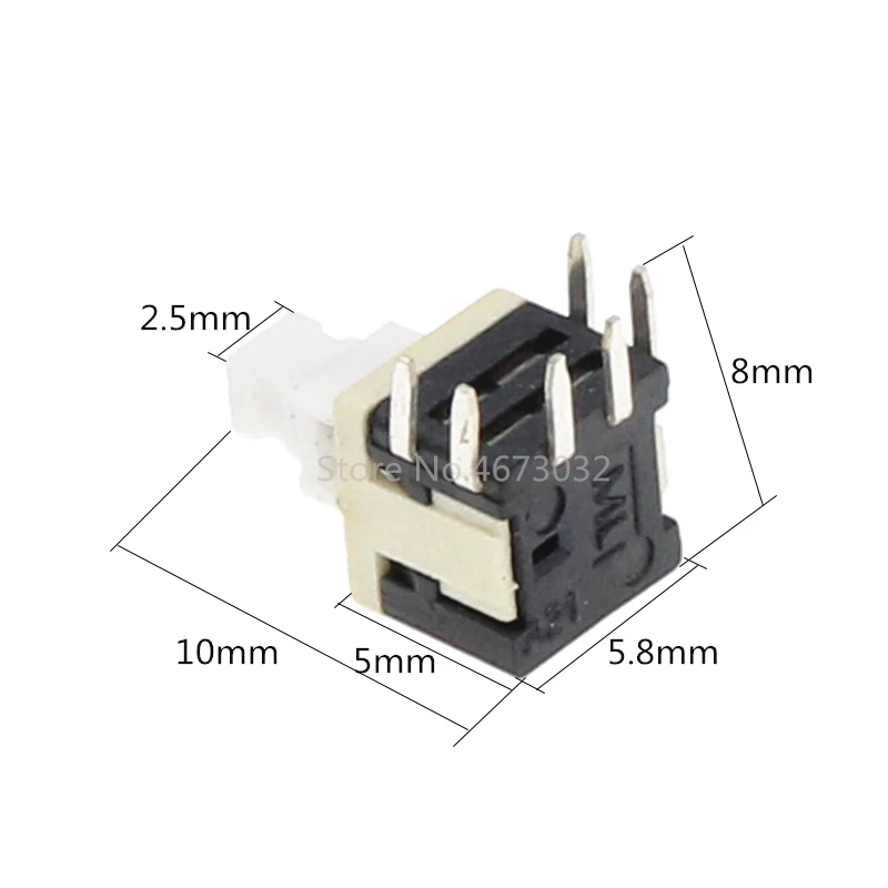 20PCS 5.8x5.8mm x Height 10.1 mm Push Button Switch On/Off Through Hole PCB DPDT Lock Right Angle Key switch Self Lock Push