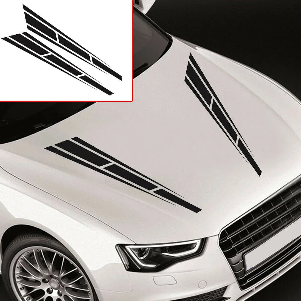 Juego de etiquetas delanteras a rayas de competición para coche, pegatinas de decoración para capó, accesorios de vinilo para decoración de