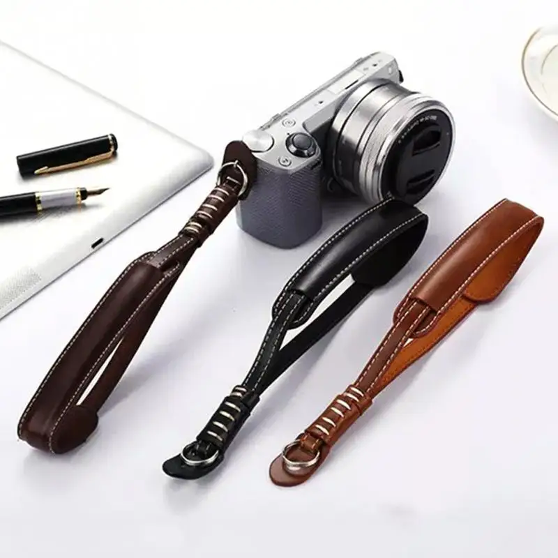 PU Leather Camera Hand Strap with Quick Release Plate Camera Strap for Sony SLR DSLR Cameras Accessories