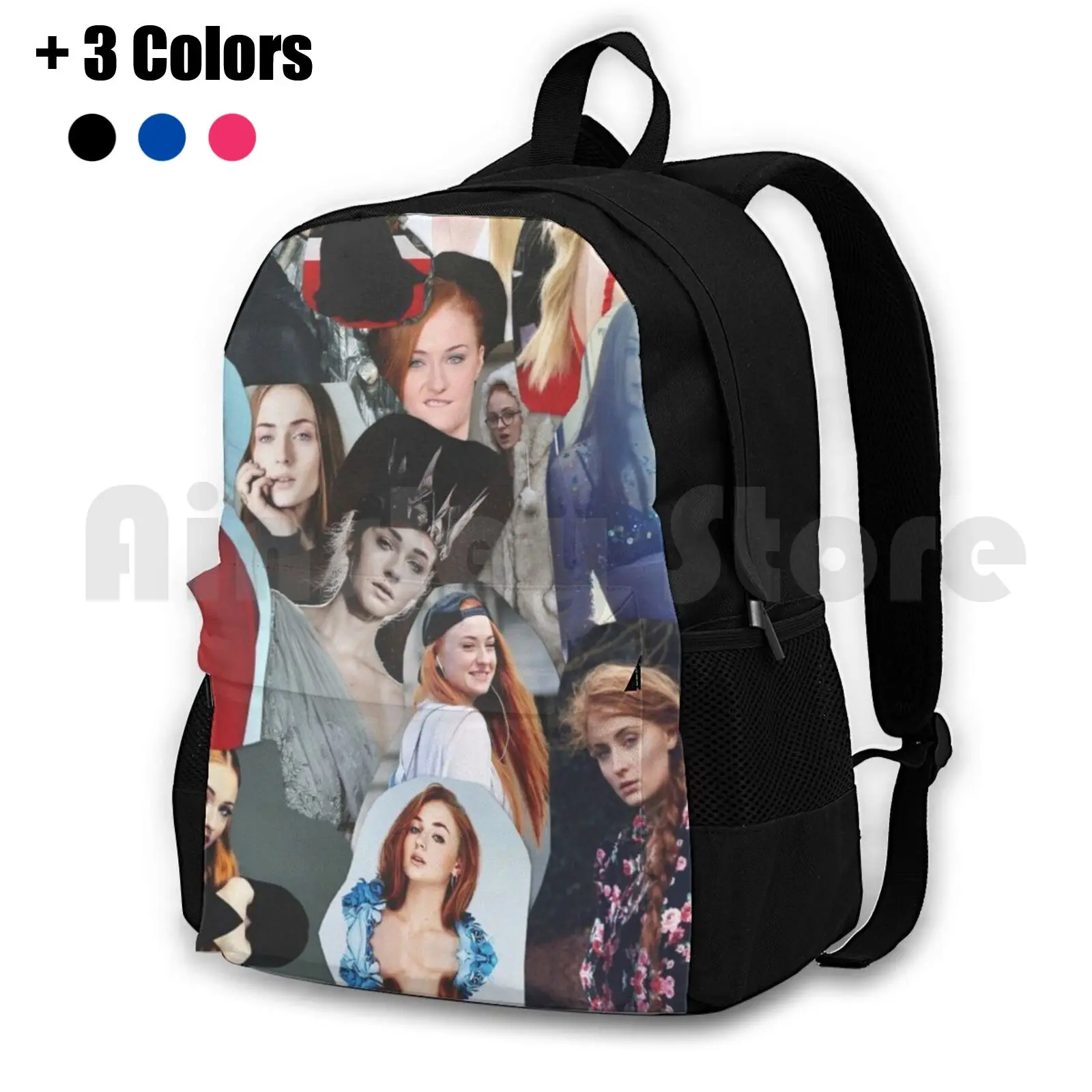 Celebrity : Sophie Turner ( Collage ) Outdoor Hiking Backpack Waterproof Camping Travel Cast Hbo Shows Tv Actress Actresses