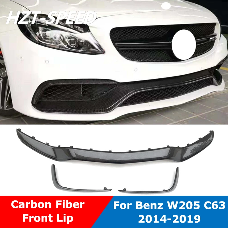 

W205 Carbon Fiber Front Bumper Lip Diffuser Chin Shovel For Mercedes Benz C63 C63S AMG Coupe Sedan Original Car 2014-2019