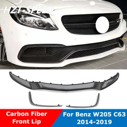 W205 Carbon Fiber Front Bumper Lip Diffuser Chin Shovel For Mercedes Benz C63 C63S AMG Coupe Sedan Original Car 2014-2019