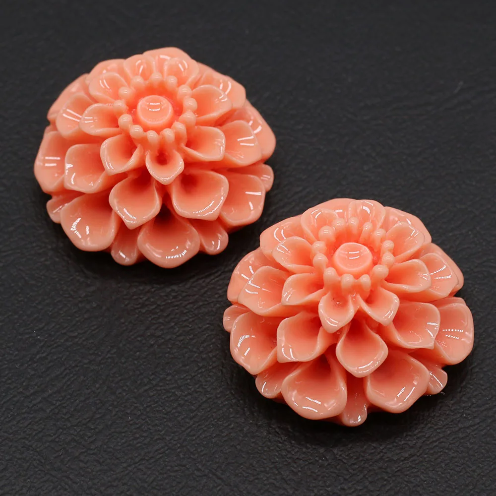 3PC Natural Stone Coral Beads Carved Flower Loose Cabochon Beads for Women Jewelry Making DIY Necklace Earring Accessories