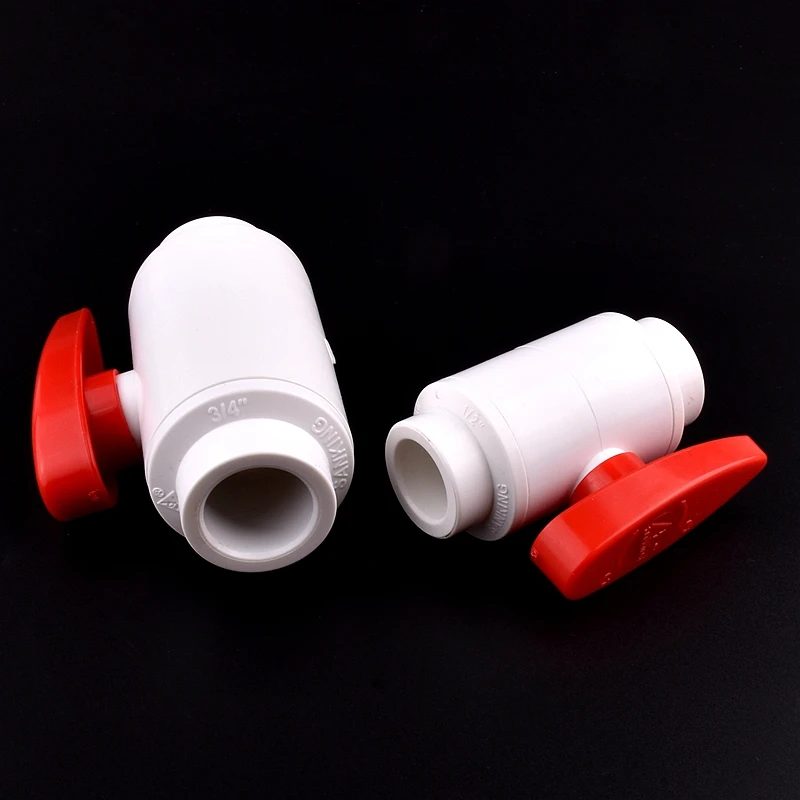 1Pc 20mm-110mm Straight Trough White PVC Ball Valve For PE PPR Connecting High Quality Garden Home Watering Valve Connector