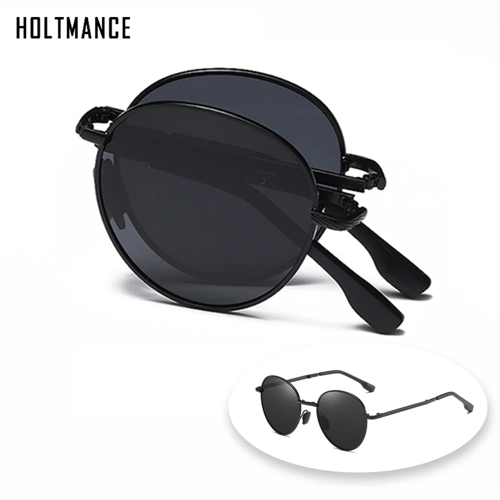 

HOLTMANCE 2021 Trending Square Black Folding Polarized Sunglasses Women Light Mirror Blue Fold Shades Titanium Alloy Sun Glasses