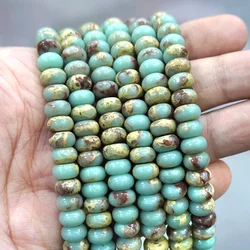 Natural Sea Sediment Turquoise Shoushan Imperial Jaspers Rondelle Spacer Beads DIY Bracelets for Jewelry Making 15'' 4/6/8mm