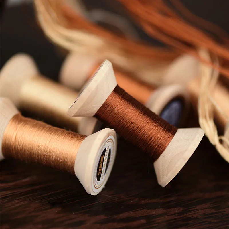 Silk thread / handmade embroidery thread / wrapped flower silk line / 20 meters each spool / amber yellow