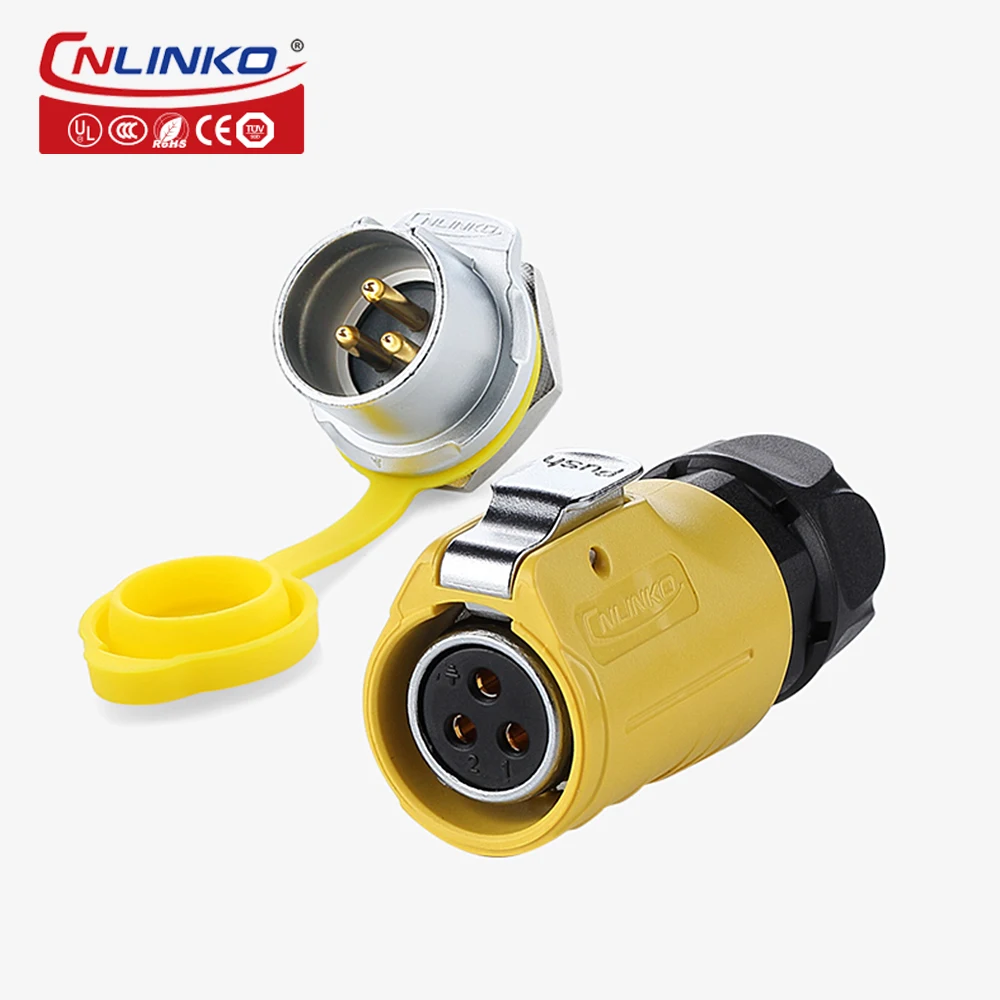 CNLINKO UL Approved M20 Waterproof IP68 Connector 3 Pin Male and Female Circular Adapter LED Display Power Cable Connectors