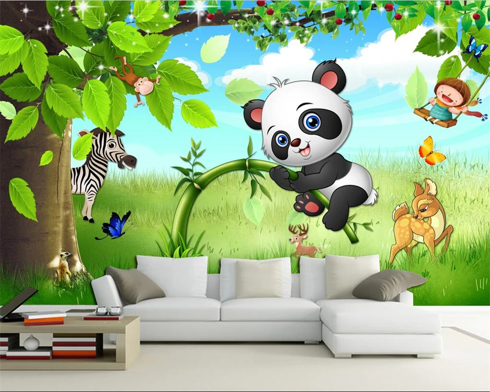 

welyu Custom 3d murals beautiful scenery cartoon children's room wallpaper animal world kindergarten background wall decoration