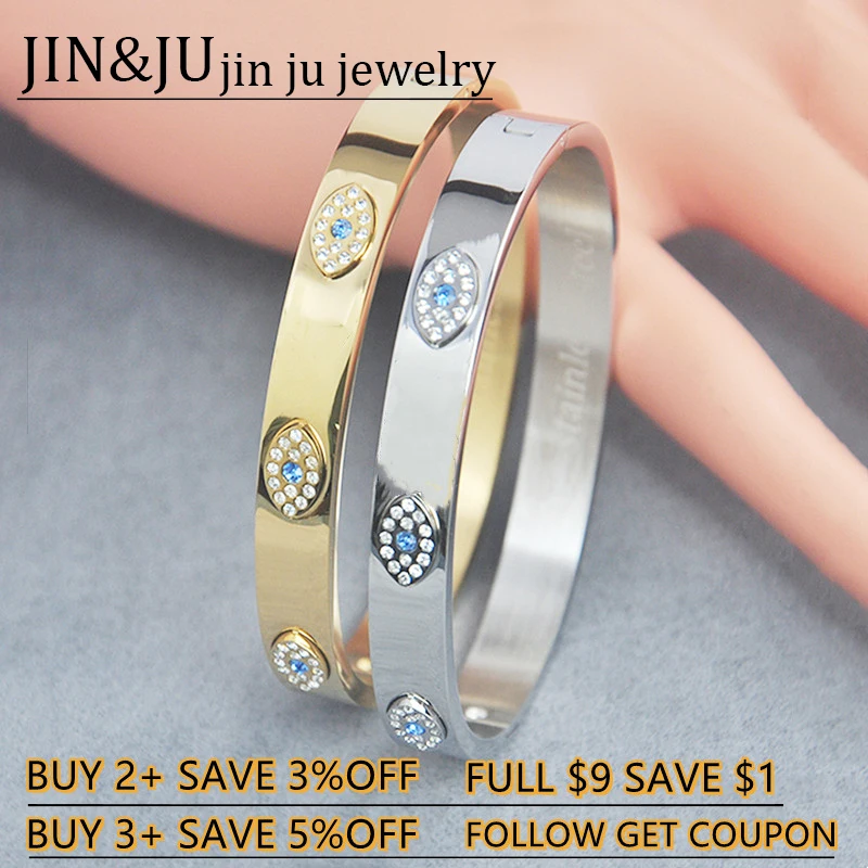 

JIN&JU Stainless Steel Bracelet Bangle For Women Italia Bijoux Femme украшения 2021 бижутерия парные браслеты подарок девушке