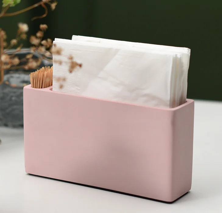 Ceramic Napkin Holder cement tissue box dining table tissue holder storage box toothpick box dining room square tissue holder