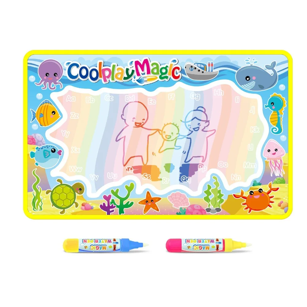 Coolplay – tapis de dessin à l'eau arc-en-ciel, thèmes d'animaux et 2 stylos, tapis de gribouillage à l'eau, livres de coloriage, peinture à l'eau, cadeau de noël pour enfants