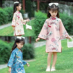 여아용 긴팔 개량 치파오, 중국 스타일 공주 드레스, 10 대 어린이, 가을 신상