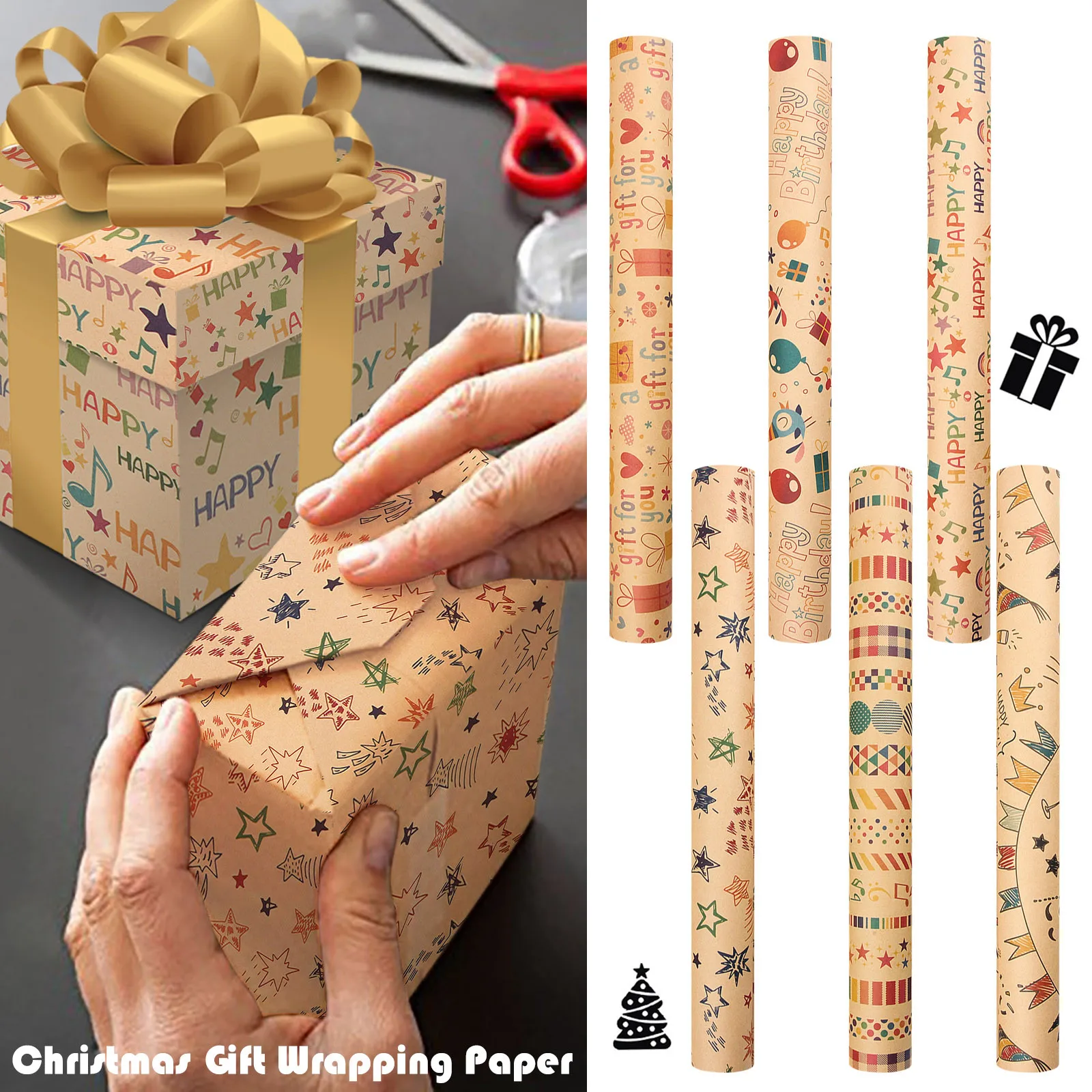 50*70cm Christmas Gift Wrapping Paper Shirt Shoes Packaging Paper Roll Holiday Gift Wrap Party Decoration Упаковочная Бумага *02