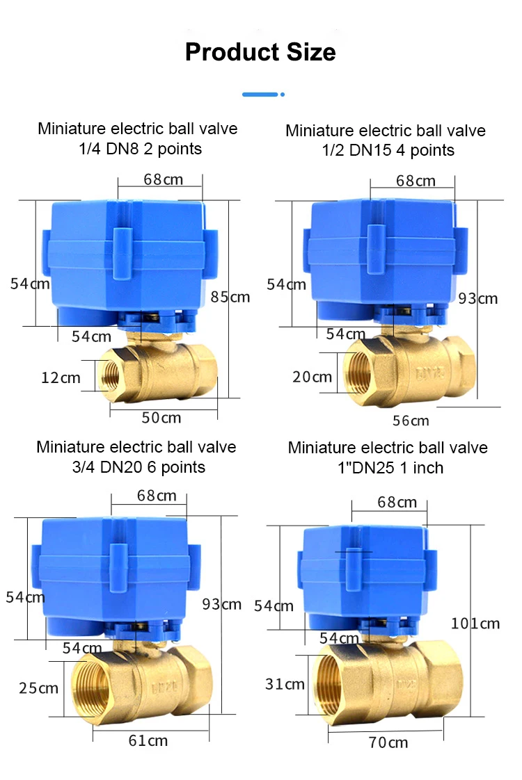 1/2-Zoll Motorisiertes Kugelventil 2-Wege-Messing-Elektrokugelventil 2-Draht-Elektroantrieb mit Volldurchgang AC/DC/ADC 220V 9-24V – Detail 6