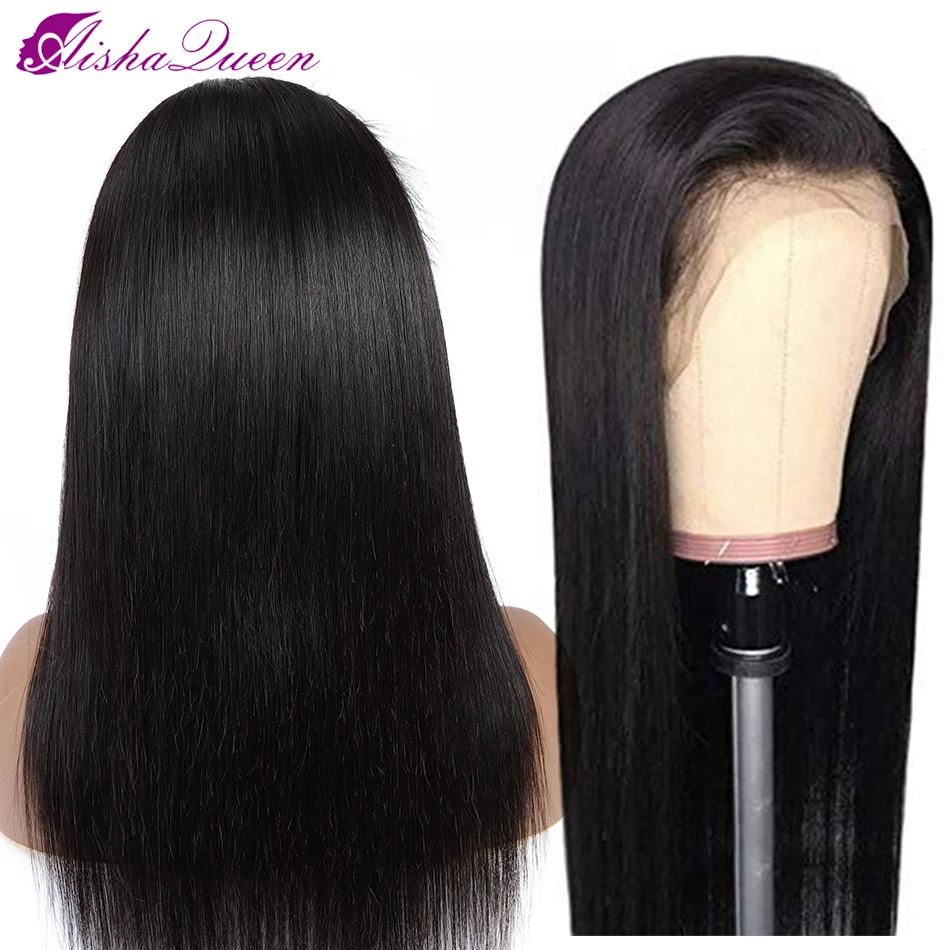 Parrucca brasiliana 13*4 parrucche diritte anteriori in pizzo per capelli umani per donne nere Remy 13*4 parrucche anteriori in pizzo Pre pizzicate Aisha Queen Hair