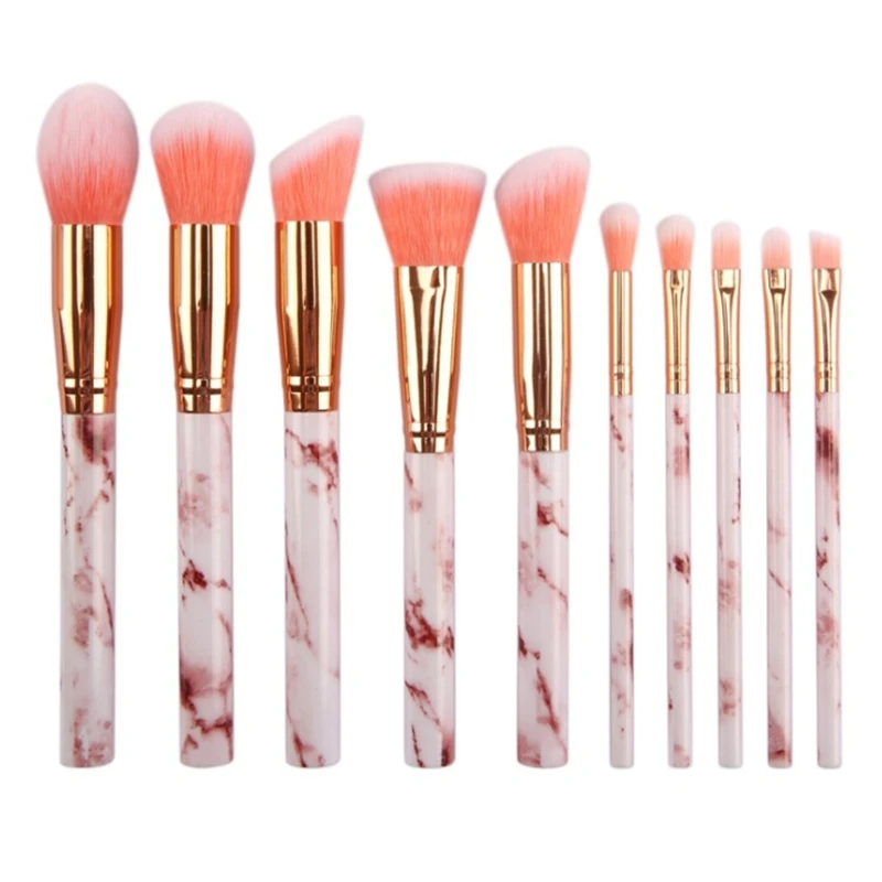 

20sets/lot 10pcs/set marble makeup brushes eyebrows eye shadow brush Nose powder face brush Beauty tools