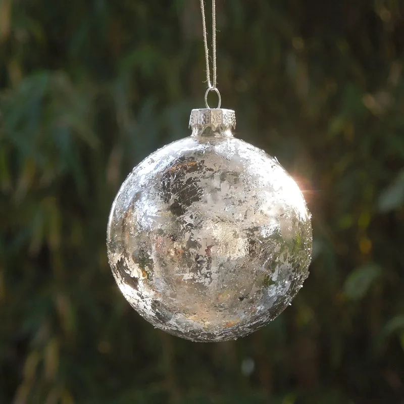 100pcs/pack Diameter=8cm Small Size Surface Silver Sheet Glass Ball Christmas Day Tree Hanging Globe Home Decoration Pendant