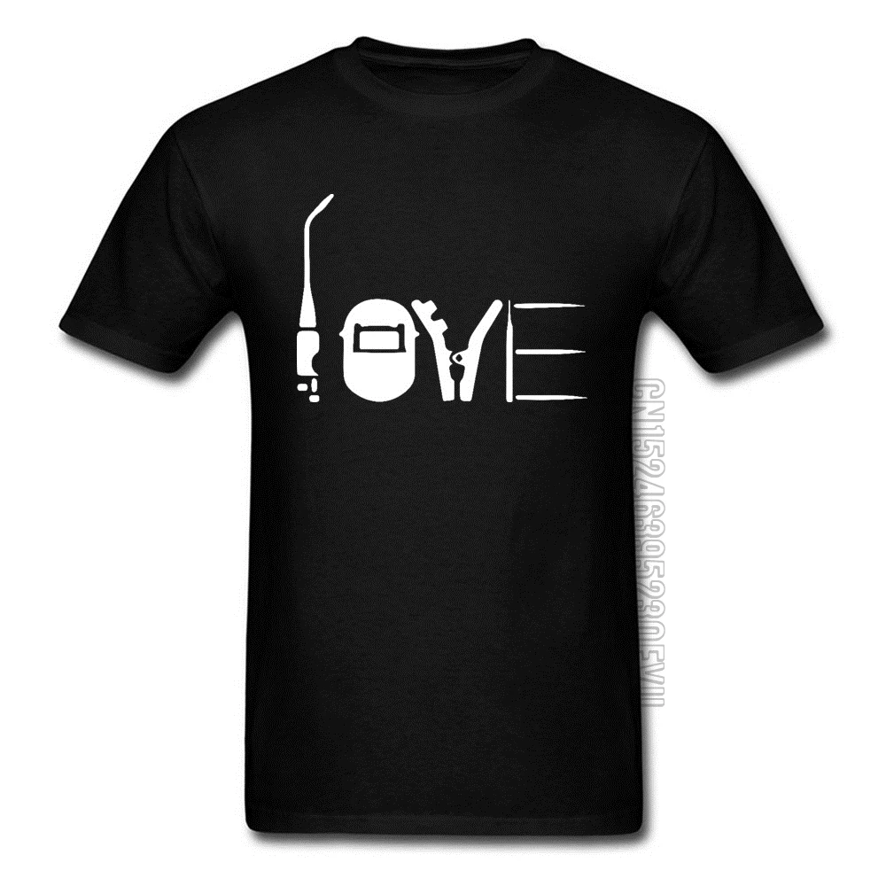 LOVE WELDING T-shirts for Men Letter Headline Text Fashion Design Short Sleeve Tee Shirts Crewneck 100% Cotton Sweatshirt Fall