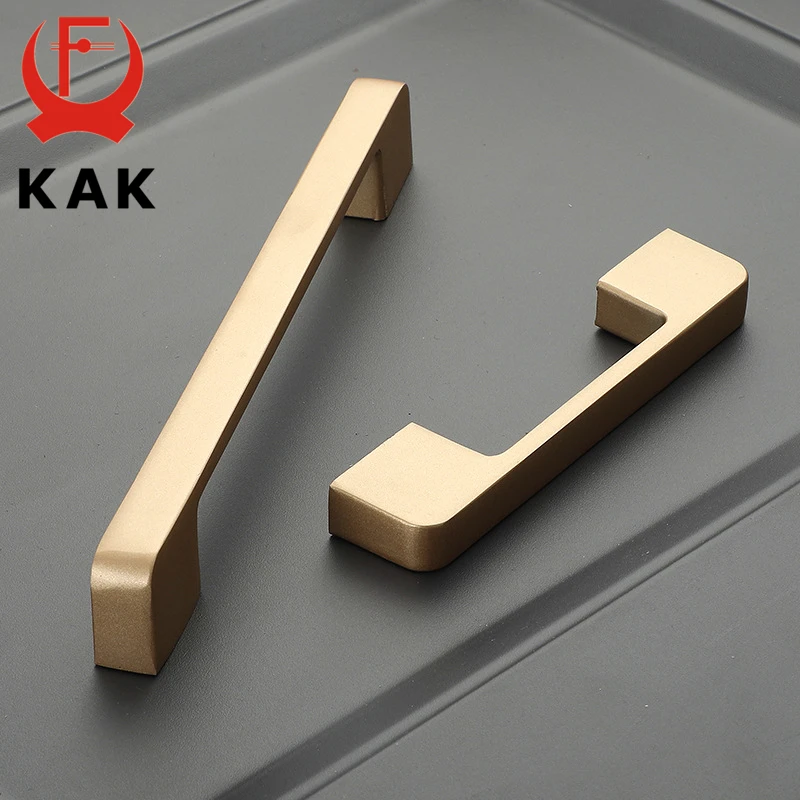 KAK Gold Cabinet Handles Zinc Alloy Kitchen Handle Cupboard Door Pulls Drawer Knobs Bedroom Door Furniture Handle Hardware