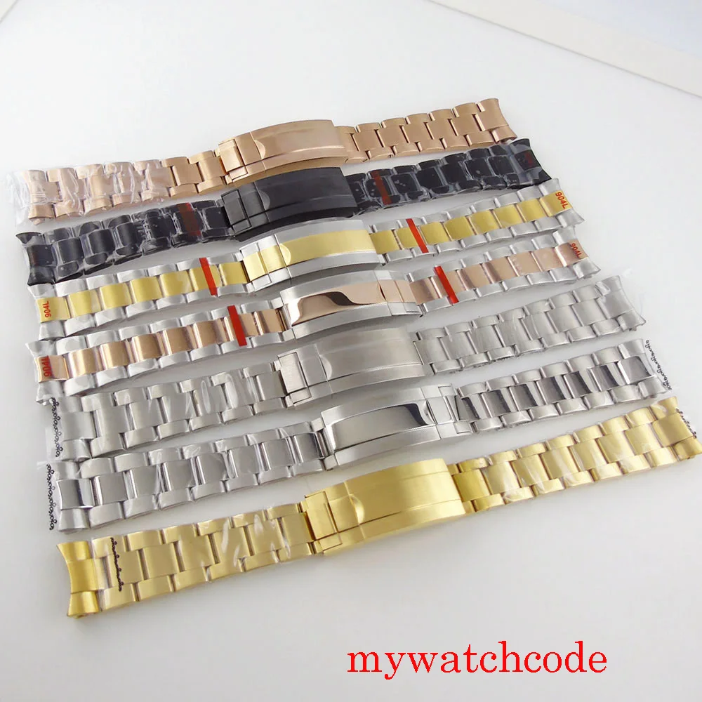 20mm Width Stainless Steel Watch Bracelet Black PVD Gold Plated Deployment Buckle Wristwatch Parts